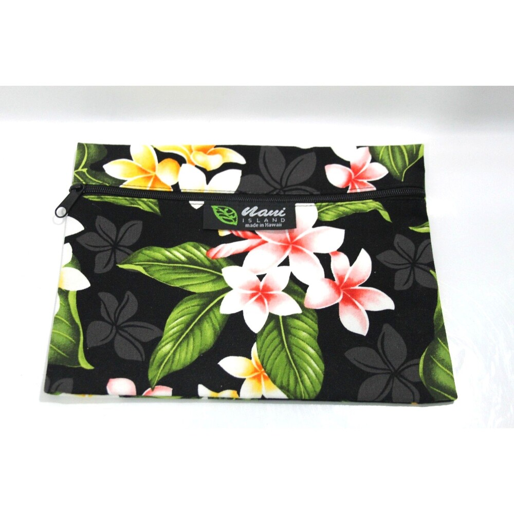 Nani Island Plumeria Floral Makeup Bag Tropical Hawaiian Islandcore Zipper Pouch
